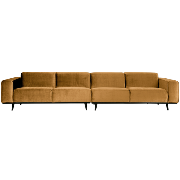Statement XL 4-seater 372 cm velvet honey yellow, front view