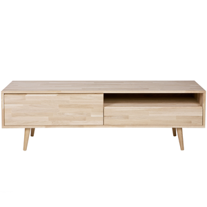 Tygo tv unit 150 cm oak untreated retro legs, front view