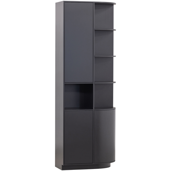 Finca storage cabinet round right 78 cm pine deep black, right side