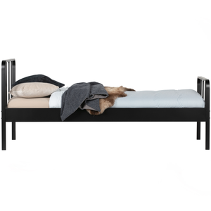Mees bed metal black 90x200 cm, front view