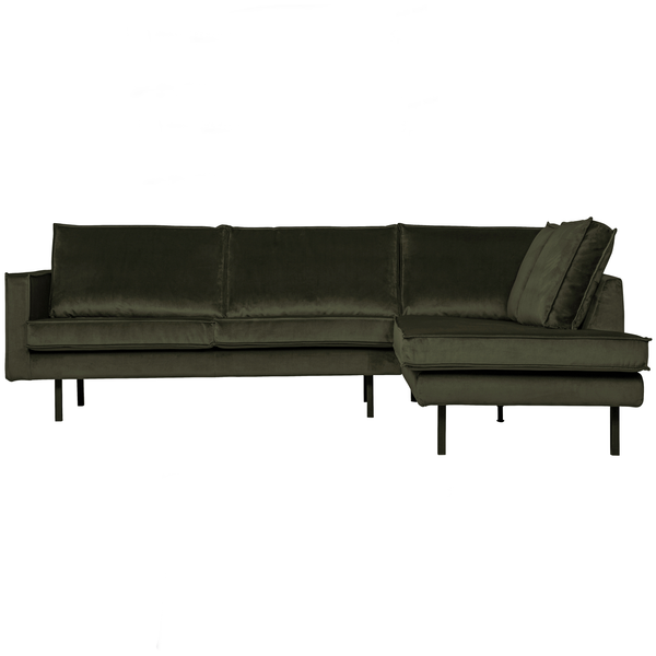 Rodeo corner sofa right velvet dark green, front view