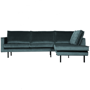 Rodeo corner sofa right velvet teal, front view