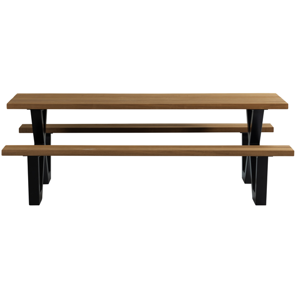 Tablo tuin picknicktafel ayous zwart X poot metaal, vooraanzicht