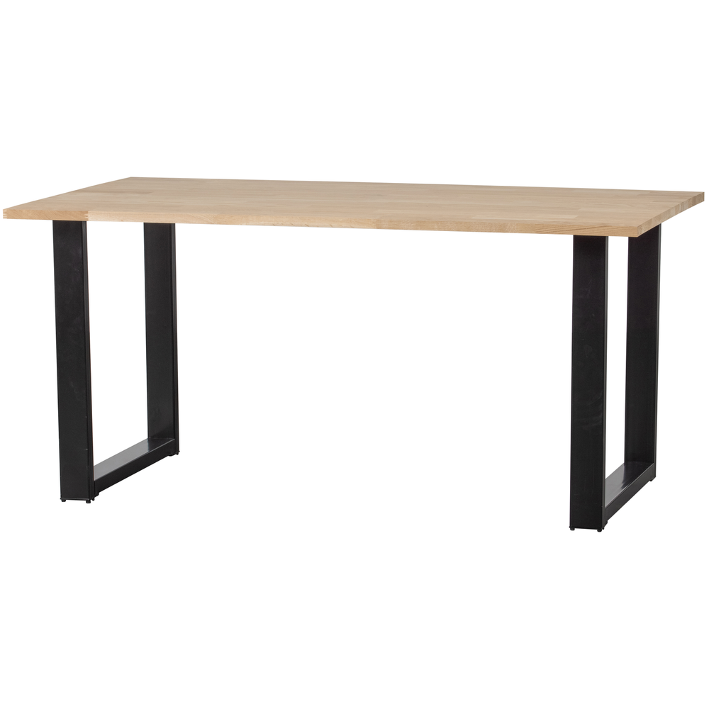 Combi Tablo oak table 180 x 90 cm with U shaped leg, angled front view