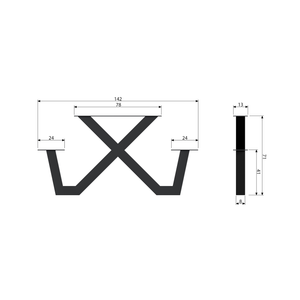 Pied de table de pique-nique extérieure Tablo en X en métal noir 1 pièce, plan avec dimensions