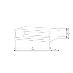 Kin salontafel acaciahout naturel, maattekening