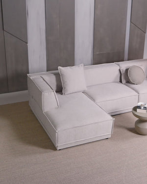 Manu chaise longue sofa left coarse chenille natural