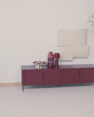 Gunnar tv meubel 154 cm grenen bordeauxrood
